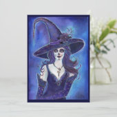 Halloween Uitnodigingen Dag van de dode heks (Staand voorkant)