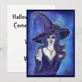 Halloween Uitnodigingen Dag van de dode heks (Voorkant / Achterkant)