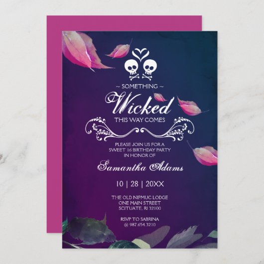 Halloween Uitnodigingen Sweet 16 Verjaardagsfeestj (Voorkant / Achterkant)