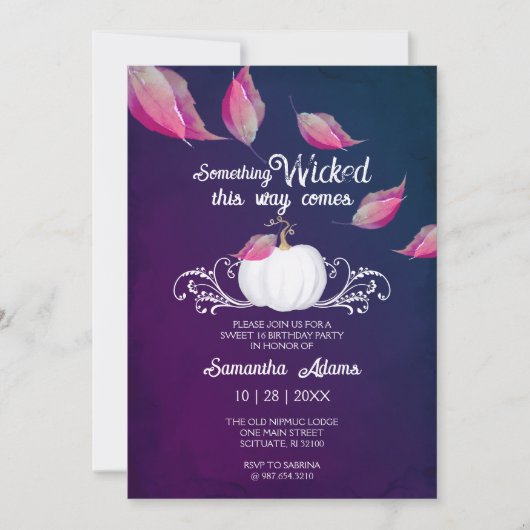 Halloween Uitnodigingen Sweet 16 Verjaardagsfeestj (Voorkant)