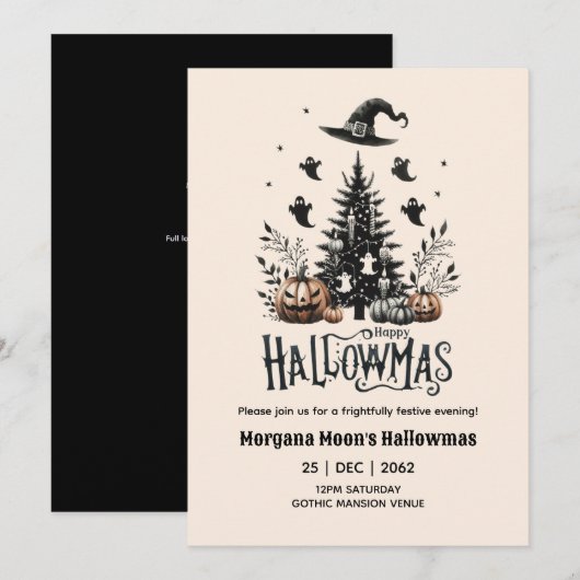 Halloween-uitnodigingen voor Kerstmis met Spooky T Kaart (Voorkant / Achterkant)