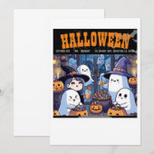 Halloween uitnodigingskaart, Familie feeststijl Kaart (Voorkant / Achterkant)