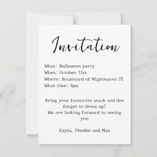 Halloween-uitnodigingskaart Kaart (Achterkant)