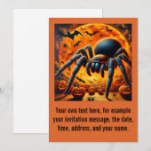 Halloween uitnodigingskaart met bewerkbare spin kaart (Voorkant / Achterkant)