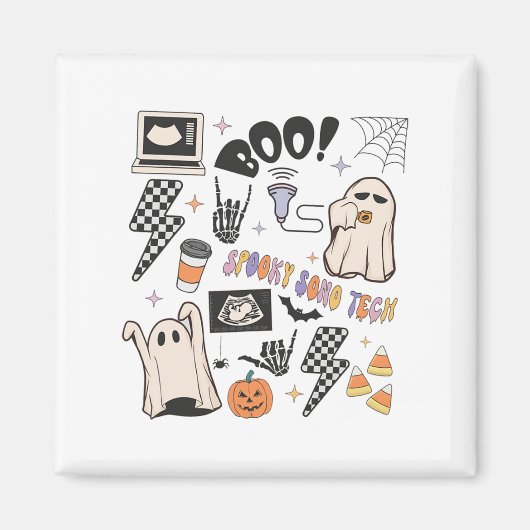 Halloween Ultrasound Tech Herfst Autumn Sonograaf Magneet (Voorkant)