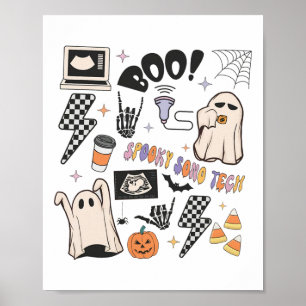 Halloween Ultrasound Tech Herfst Autumn Sonograaf Poster