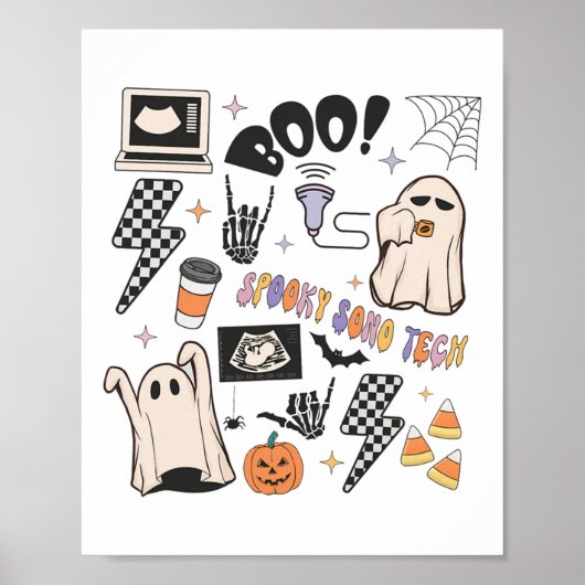 Halloween Ultrasound Tech Herfst Autumn Sonograaf Poster (Voorkant)
