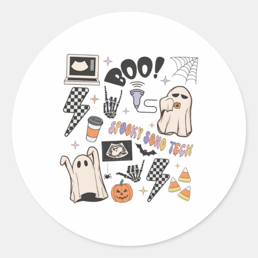 Halloween Ultrasound Tech Herfst Autumn Sonograaf Ronde Sticker (Voorkant)