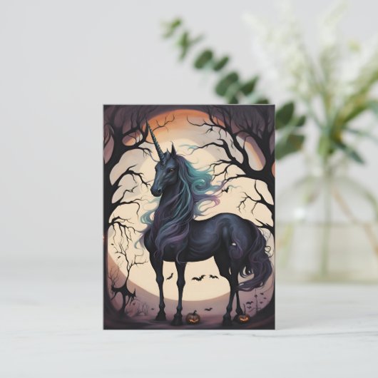 Halloween Unicorn Briefkaart (Staand voorkant)