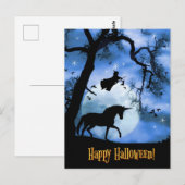 Halloween Unicorn en heks Briefkaart (Voorkant / Achterkant)