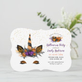 Halloween Unicorn Face Girls Birthday Kaart (Staand voorkant)