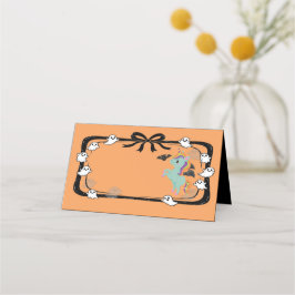 Halloween Unicorn Greeting Bat Orange Place Card Plaatskaartje