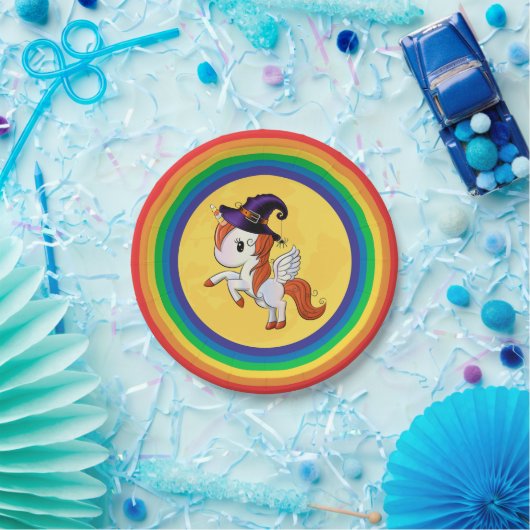 Halloween Unicorn Pegasus Witch Papieren Bordje (Feest)