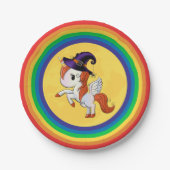 Halloween Unicorn Pegasus Witch Papieren Bordje (Voorkant)