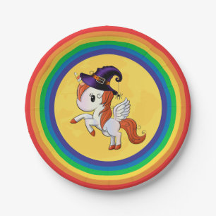 Halloween Unicorn Pegasus Witch Papieren Bordje