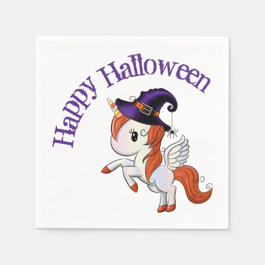 Halloween Unicorn Pegasus Witch Servet (Voorkant)
