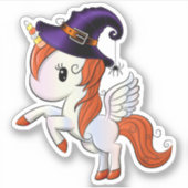 Halloween Unicorn Pegasus Witch Sticker (Voorkant)