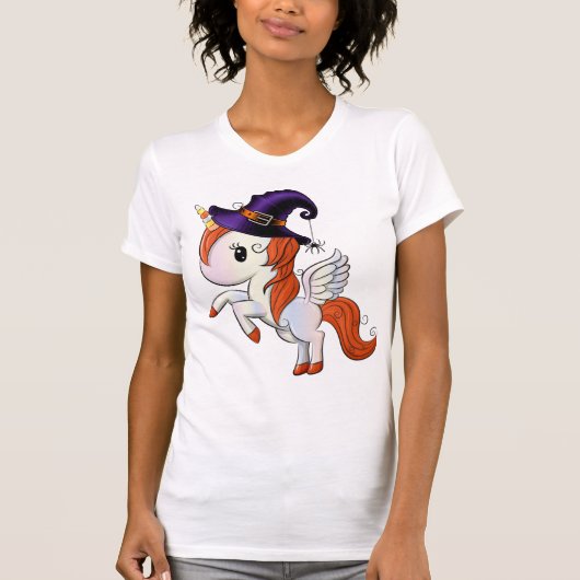 Halloween Unicorn Pegasus Witch T-shirt (Voorkant)