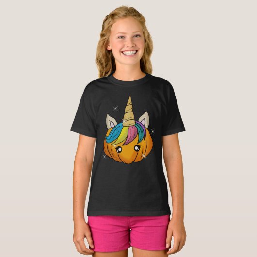 Halloween Unicorn Pumpkin T-shirt (Voorkant volledig)