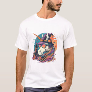 Halloween Unicorn Witch Bats T-shirt