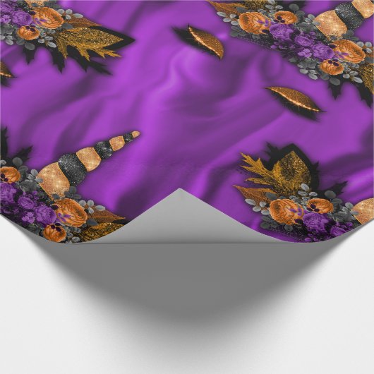 Halloween Unicorns op Paarse zijde Cadeaupapier (Hoek)