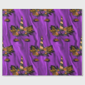 Halloween Unicorns op Paarse zijde Cadeaupapier (Vlak)