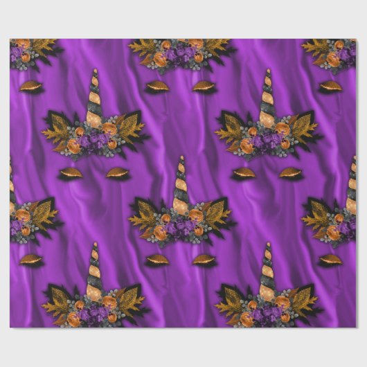 Halloween Unicorns op Paarse zijde Cadeaupapier (Vlak)