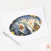 HALLOWEEN UNICORNS, STAR HORSE & COLT FANTASY OVALE STICKER (Envelop)