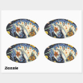 HALLOWEEN UNICORNS, STAR HORSE & COLT FANTASY OVALE STICKER (Vel)