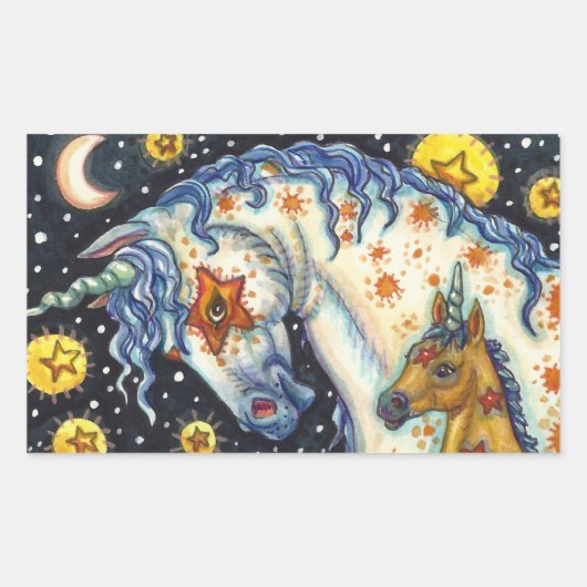 HALLOWEEN UNICORNS, STAR HORSE & COLT FANTASY RECHTHOEKIGE STICKER (Voorkant)