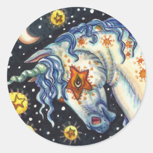 HALLOWEEN UNICORNS, STAR HORSE & COLT FANTASY RONDE STICKER