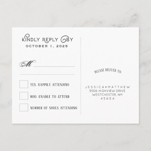 Halloween Union of Souls Matching RSVP Briefkaart (Achterkant)