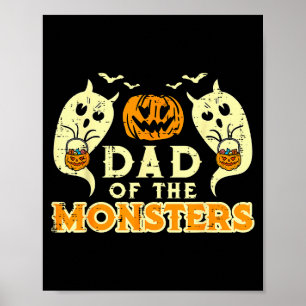 Halloween vader van monsters grappige gezinskostuu poster