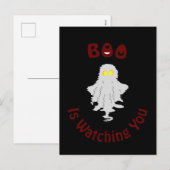 Halloween vakantie Briefkaart | Boo kijkt naar je (Voorkant / Achterkant)