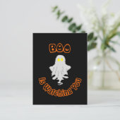 Halloween vakantie Briefkaart | Boo kijkt naar je (Staand voorkant)