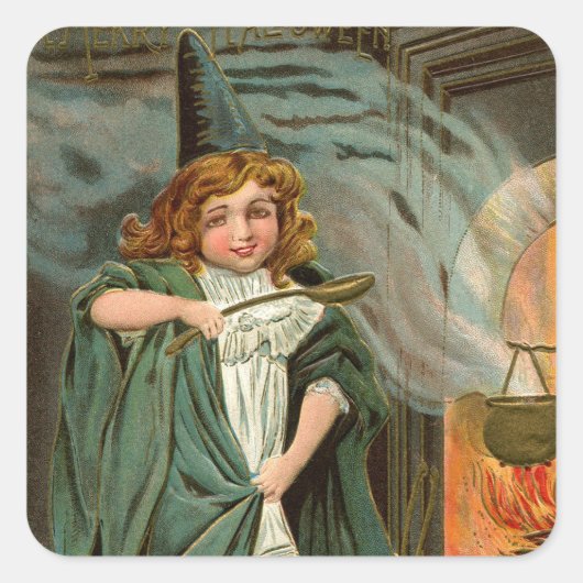 Halloween vakantie heks Vierkante Sticker (Voorkant)