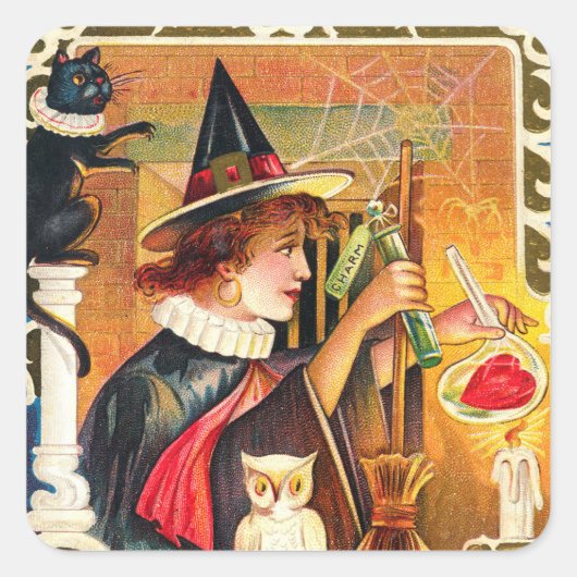  Halloween vakantie heks Vierkante Sticker (Voorkant)