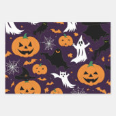 Halloween vakantie pompoen spook vleermuizen zwart inpakpapier vel (Voorkant 2)