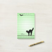 Halloween Vakantie Silhouetten Zwarte Kat Groen BG Post-it® Notes (Op bureau)