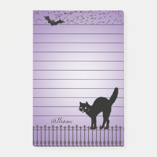Halloween Vakantie Silhouetten Zwarte Kat Paarse B Post-it® Notes (Voorkant)