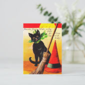 Halloween Vakantie zwarte kat  briefkaart (Staand voorkant)