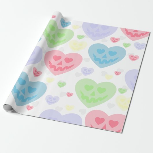 Halloween valentijn Pastel gothic Creepy Hearts Cadeaupapier (Uitgerold)
