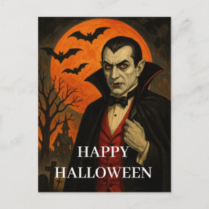 Halloween Vampier Angstaanval Nacht Pompoen Briefkaart