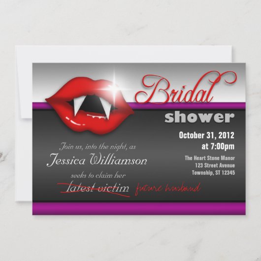 Halloween Vampier Bruids Douche Uitnodigingen (Voorkant)