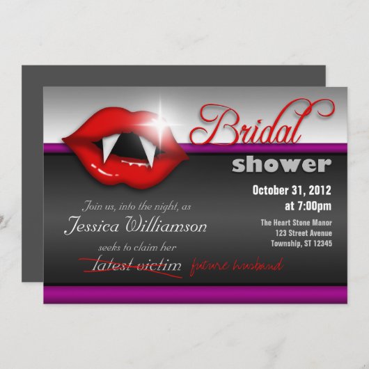 Halloween Vampier Bruids Douche Uitnodigingen (Voorkant / Achterkant)