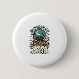 Halloween Vampier Kat Middernacht Ondeugd Ronde Button 5,7 Cm