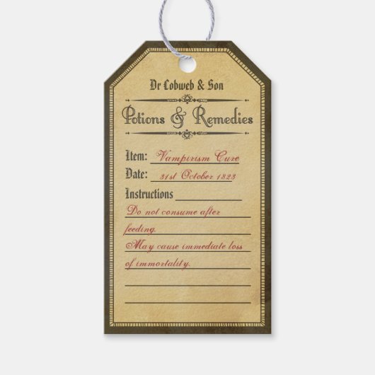 Halloween  vampier kuur drankje labels cadeaulabel (Voorkant)