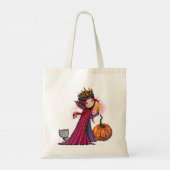 Halloween Vampier met Kat en Pompoen Tote Bag (Achterkant)