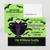 Halloween Vampier met Vleermuizen Uitnodiging Briefkaart (Voorkant / Achterkant)
