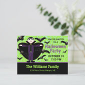 Halloween Vampier met Vleermuizen Uitnodiging Briefkaart (Staand voorkant)